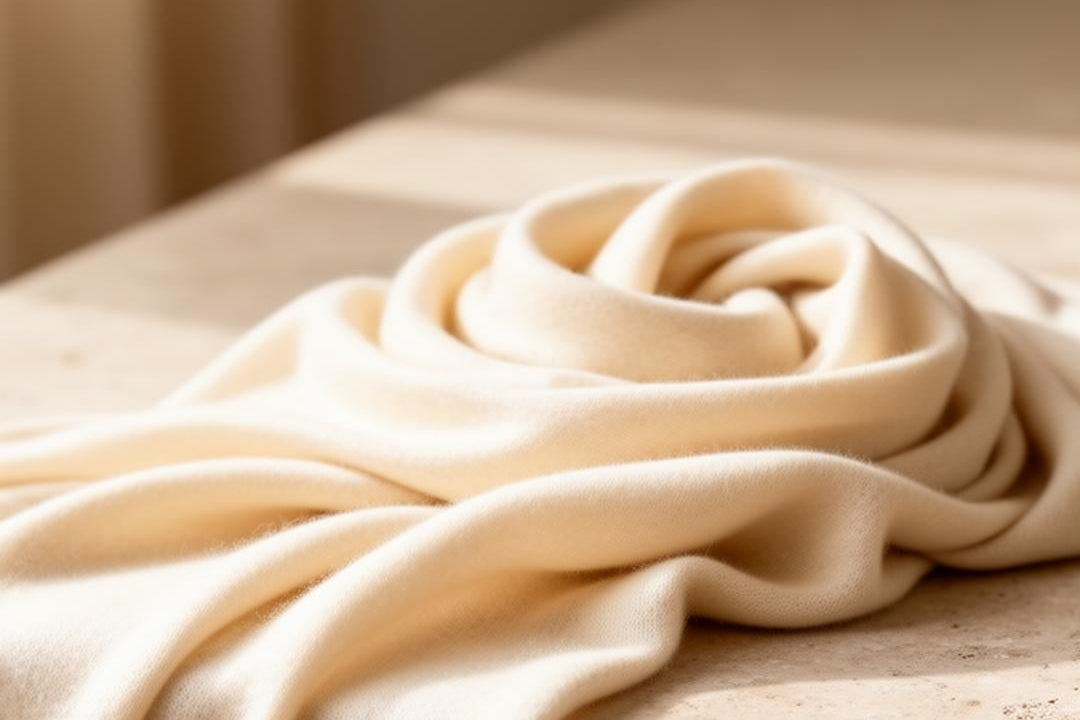 Handwoven cream cashmere pashmina